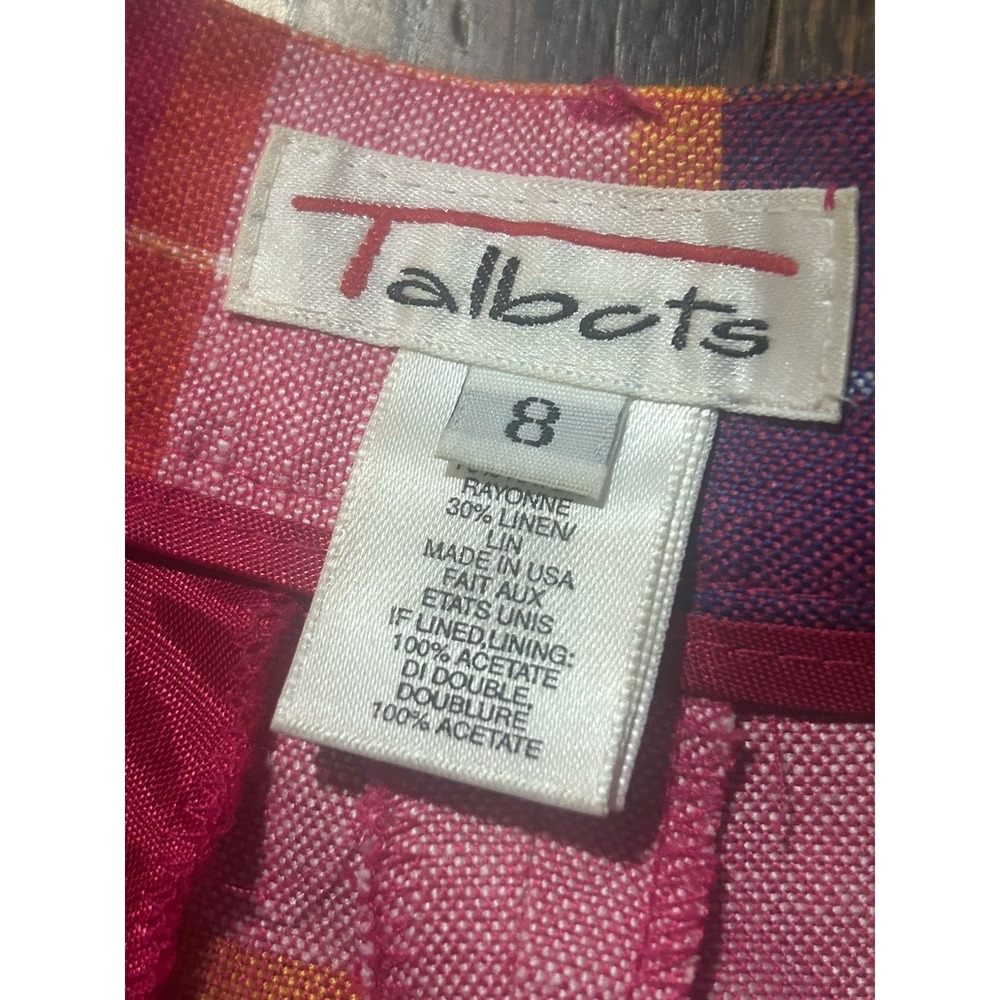 Vtg TALBOTS 8 Linen Blend Trouser Bermuda‎ Shorts Plaid Country Club - Picture 3 of 7